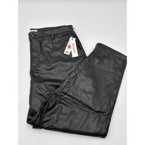 Juicy Couture Faux Leather Pants Women's 14W Black Pull On Stretch NWT Moto